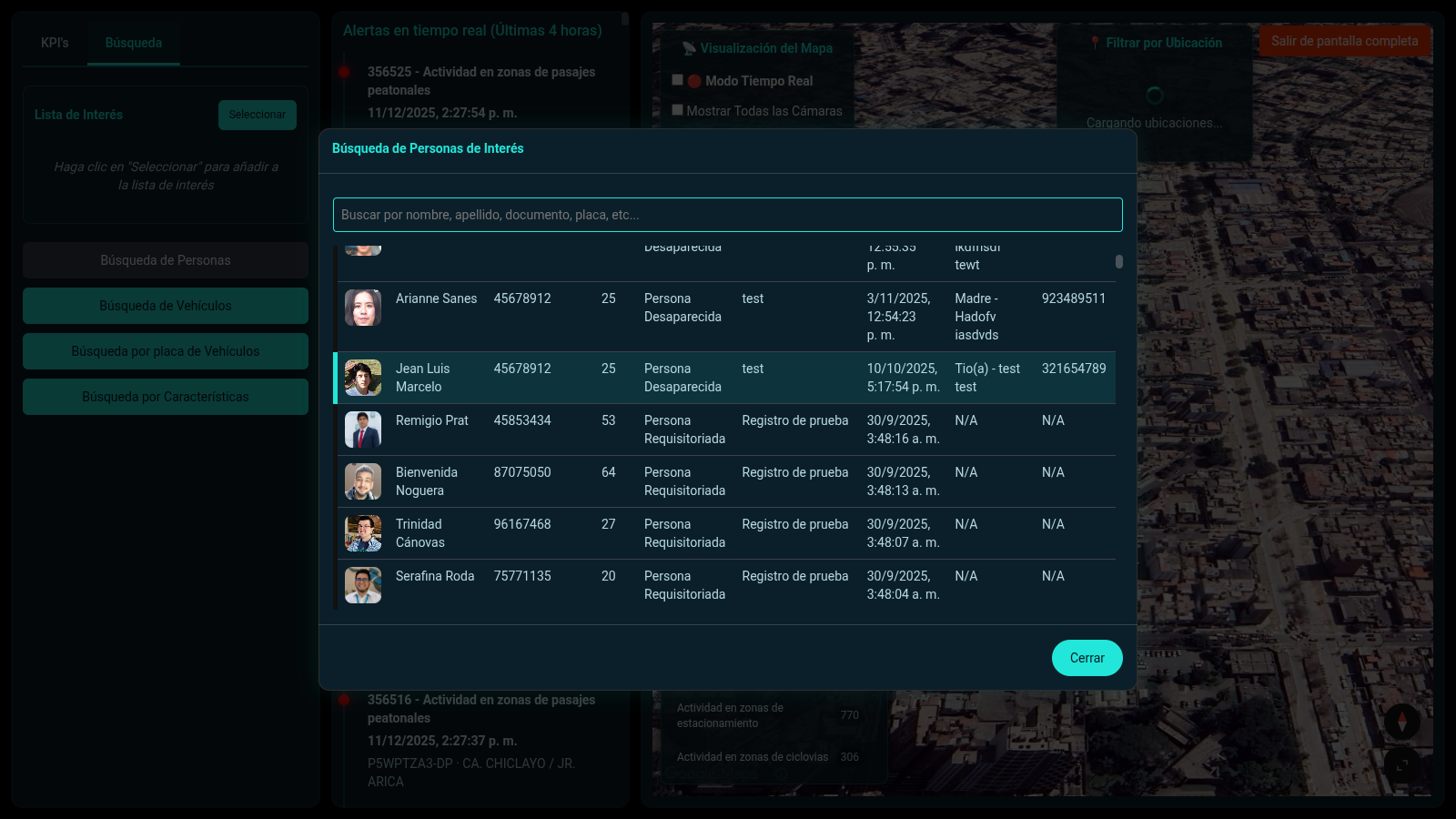 Búsqueda de personas con rutas