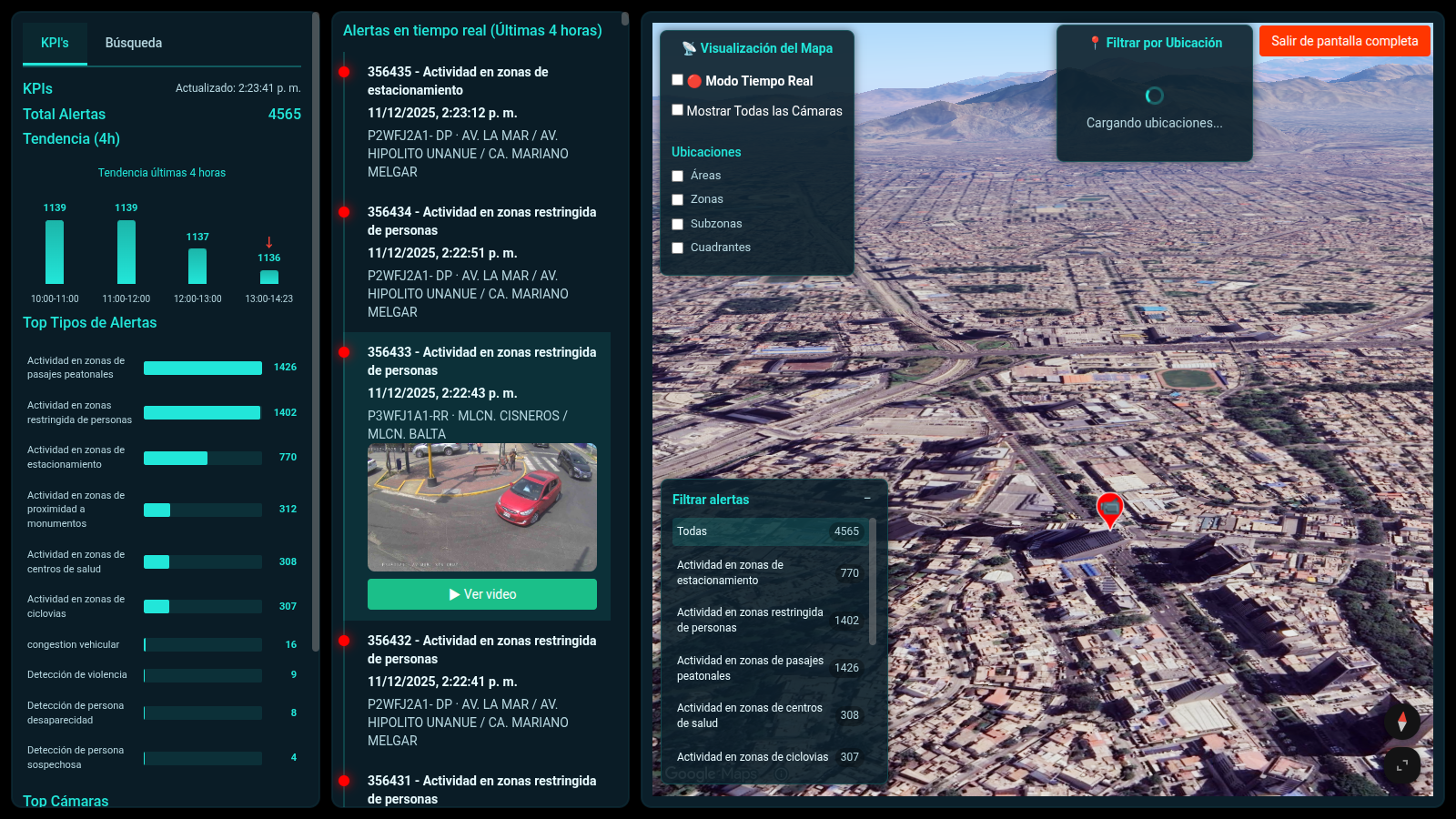 Visor de eventos en mapa